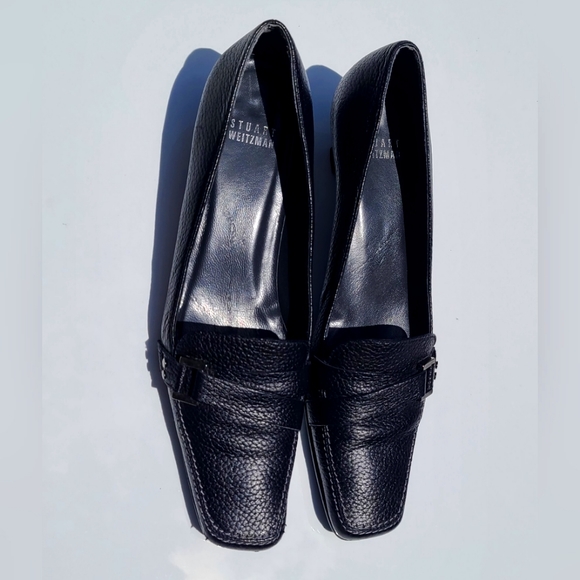 Stuart Weitzman kitten heels black leather shoes with tiny heels size 7.5M - Picture 4 of 12